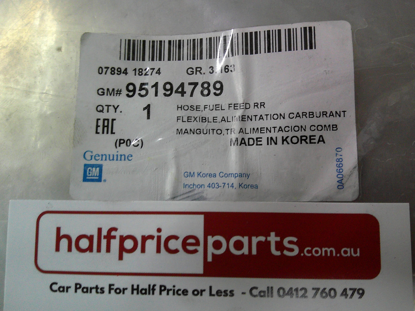 Holden CG Captiva 2.0Ltr Diesel Genuine Rear Fuel Hose Feed High Pressure New Part
