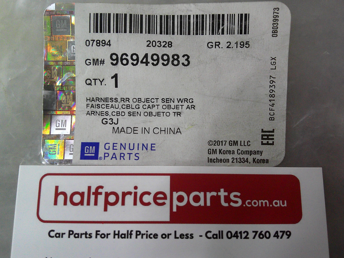 Holden JG/JH Cruze Sedan Genuine Rear Parking Sensor Wiring Harness New Part