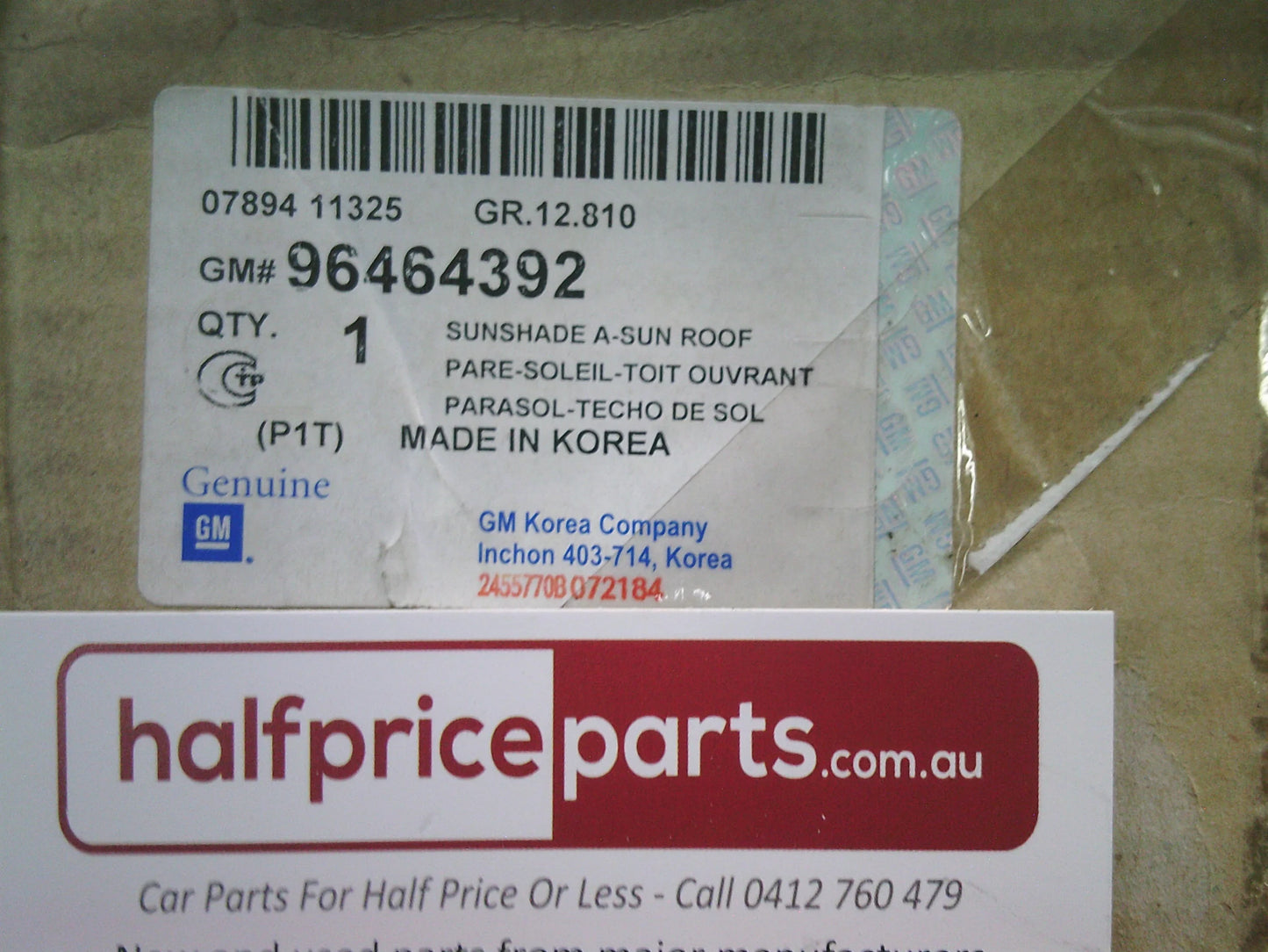 Holden TK Barina Genuine Inner Roof Sun Roof Sun Shade New Part