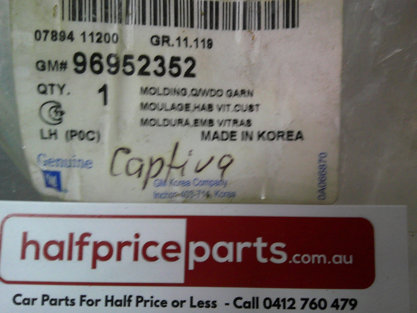 Holden CG Captiva Genuine Left Hand Rear Quarter Window Moulding Inner Trim New Part