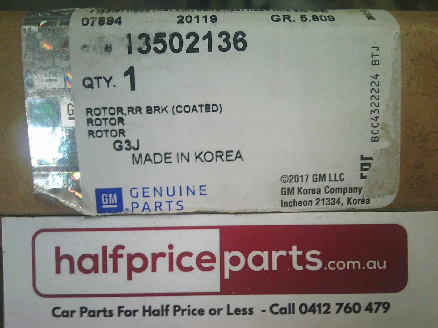 Holden TM Barina/JG/JH Cruze Genuine Rear Disc Rotor (Pair Only) New Part