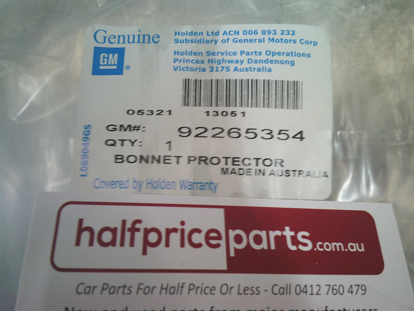 Holden VF Commodore Genuine Clear Bonnet Protector With Fitting Kit New Part