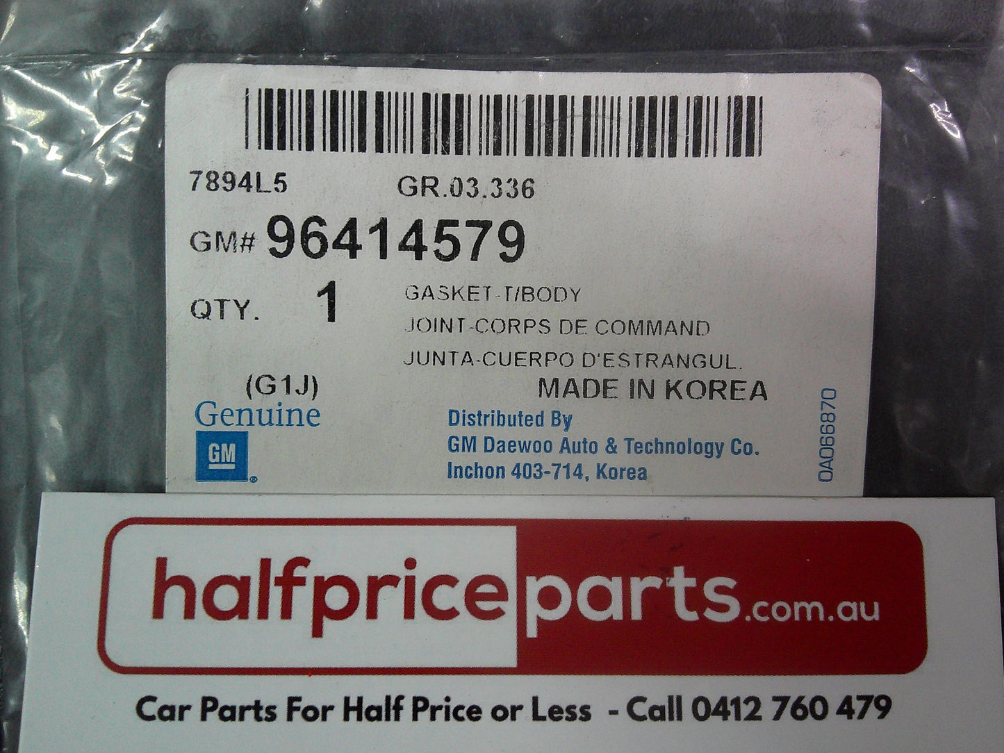 Holden Viva Genuine Throttle Valve Gasket New Part