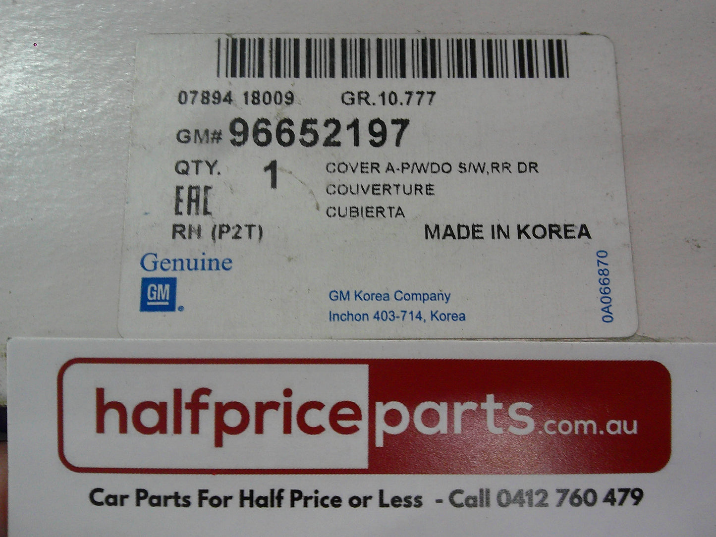 Holden TK Barina Genuine Right Hand Front Power Window Switch And Trim New Part