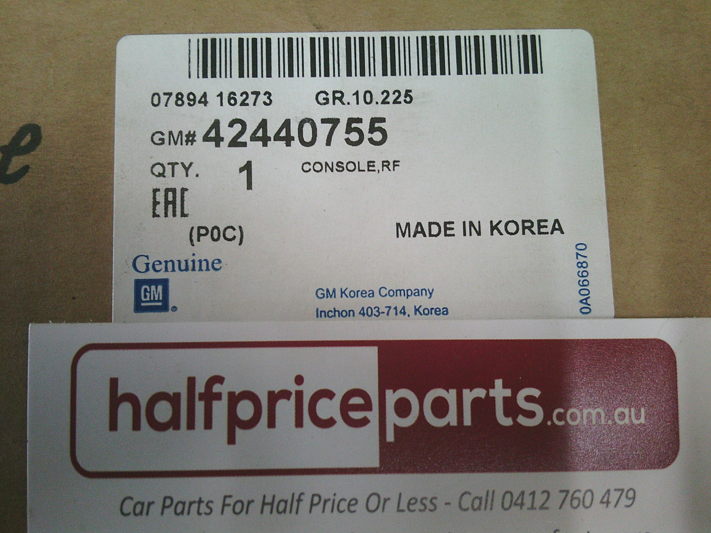 Holden CG/CG7 Captiva Genuine Roof Console and Interior Light ASM - New Part