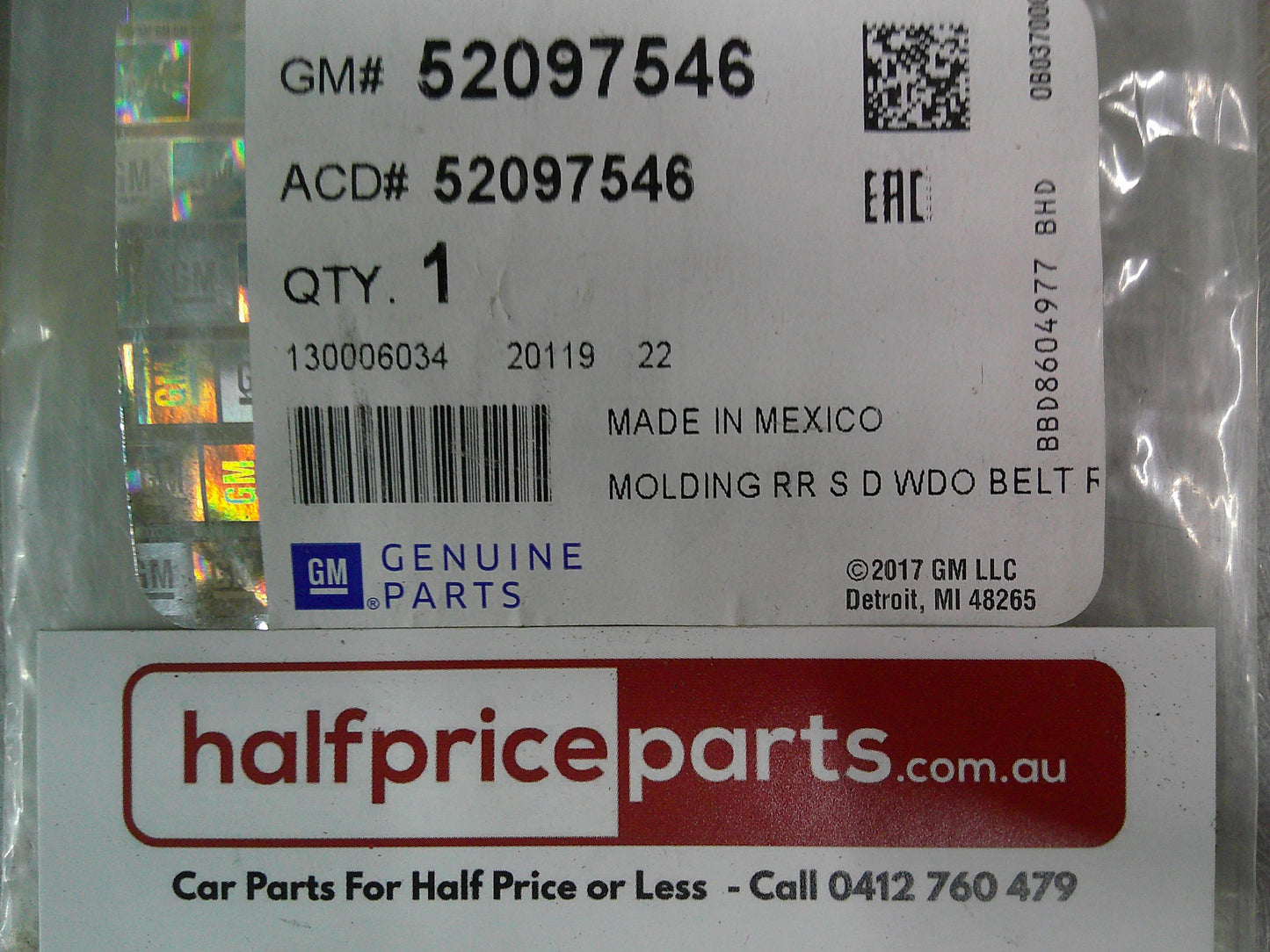 Holden RG Colorado/RG Trailblazer Genuine Left Hand Rear Door Weather Strip New Part