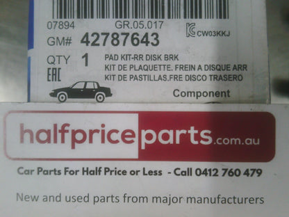 Holden BK Astra Genuine Rear Disc Brake Pad Set New Part