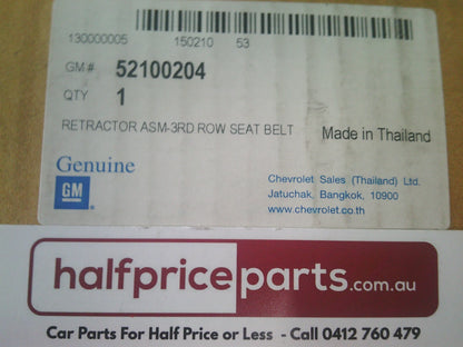 Holden RG Colorado 7 Genuine 3rd Row Seat Belt Retractor Assembly New Part