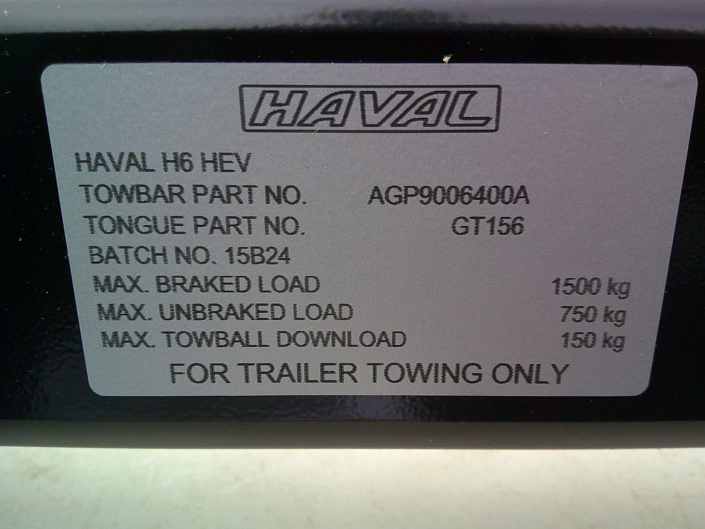GWM Haval H6 Lux Hybrid/Ultra Hybrid Genuine Heavy Duty Tow Bar Kit Wiring 7 Pin Flat/Fitting Kit New Part