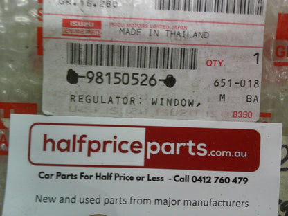 Holden RA Rodeo/RC Colorado/Isuzu D-Max Genuine Left Hand Rear Window Regulator (No Motor) New Part