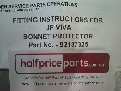 Holden JF Viva Sedan/Wagon Genuine Clear Bonnet Protector Kit New Part