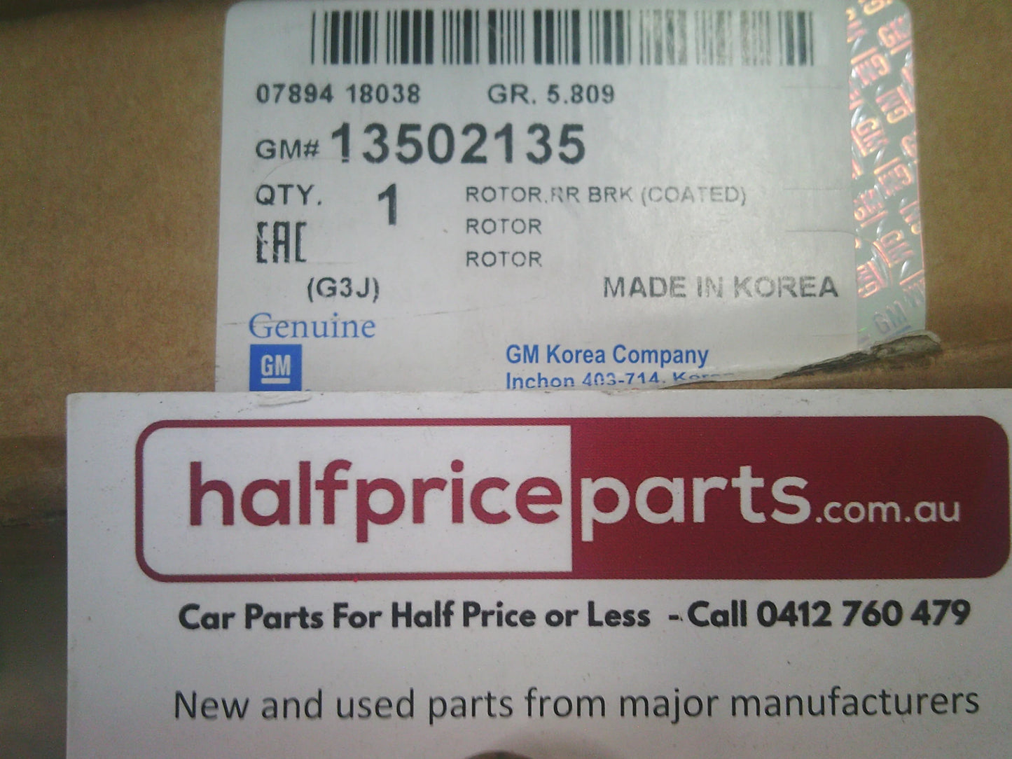 Holden JH Cruze Wagon Genuine Rear Disc Brake Rotor (Sold As Pair Only) New Part