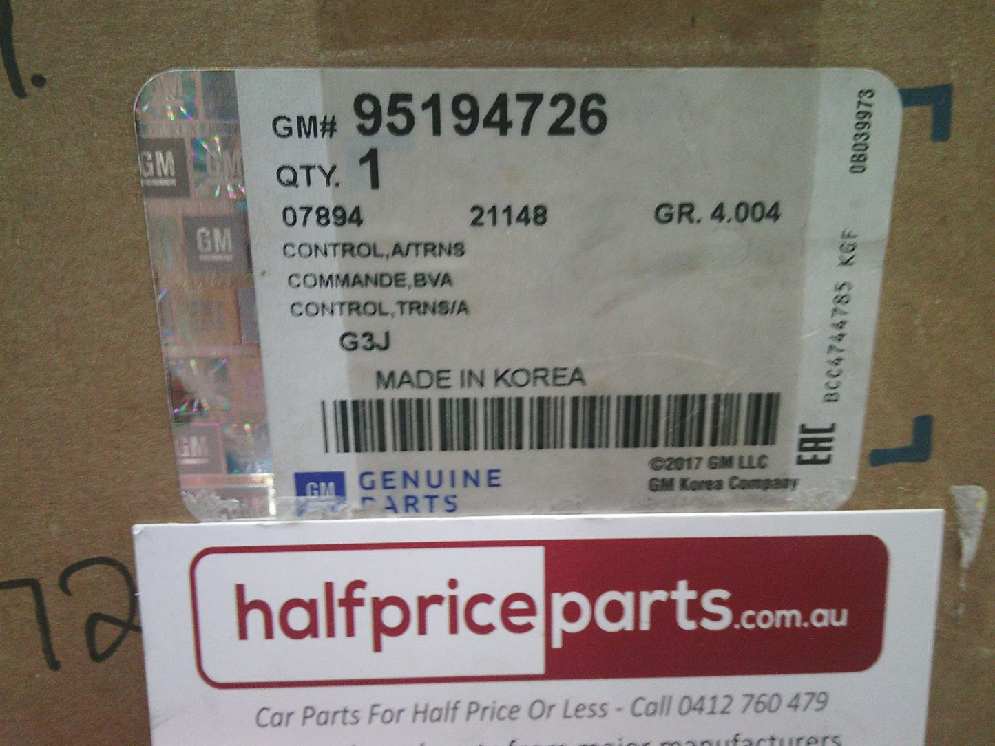 Holden Cruze JH Genuine Automatic Transmission Control Assembly New Part