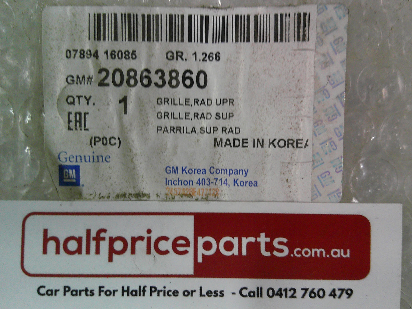 Holden CG/CG5 Genuine Upper Front Grille Chrome & Emblem New Part