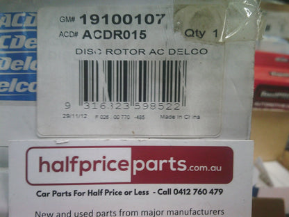 Holden VB/VC/VG/VH/VK/VL/VN/VP Commodore Genuine Front Disc Brake Rotors (Sold As Pair Only) New Part