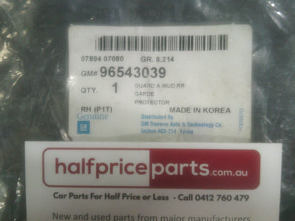 Holden TK Barina Genuine Right Hand Rear Mud Flap New Part
