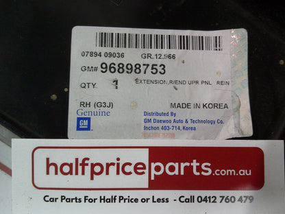 Holden JG Cruze Right Hand Rear Extension Upper Panel New Part