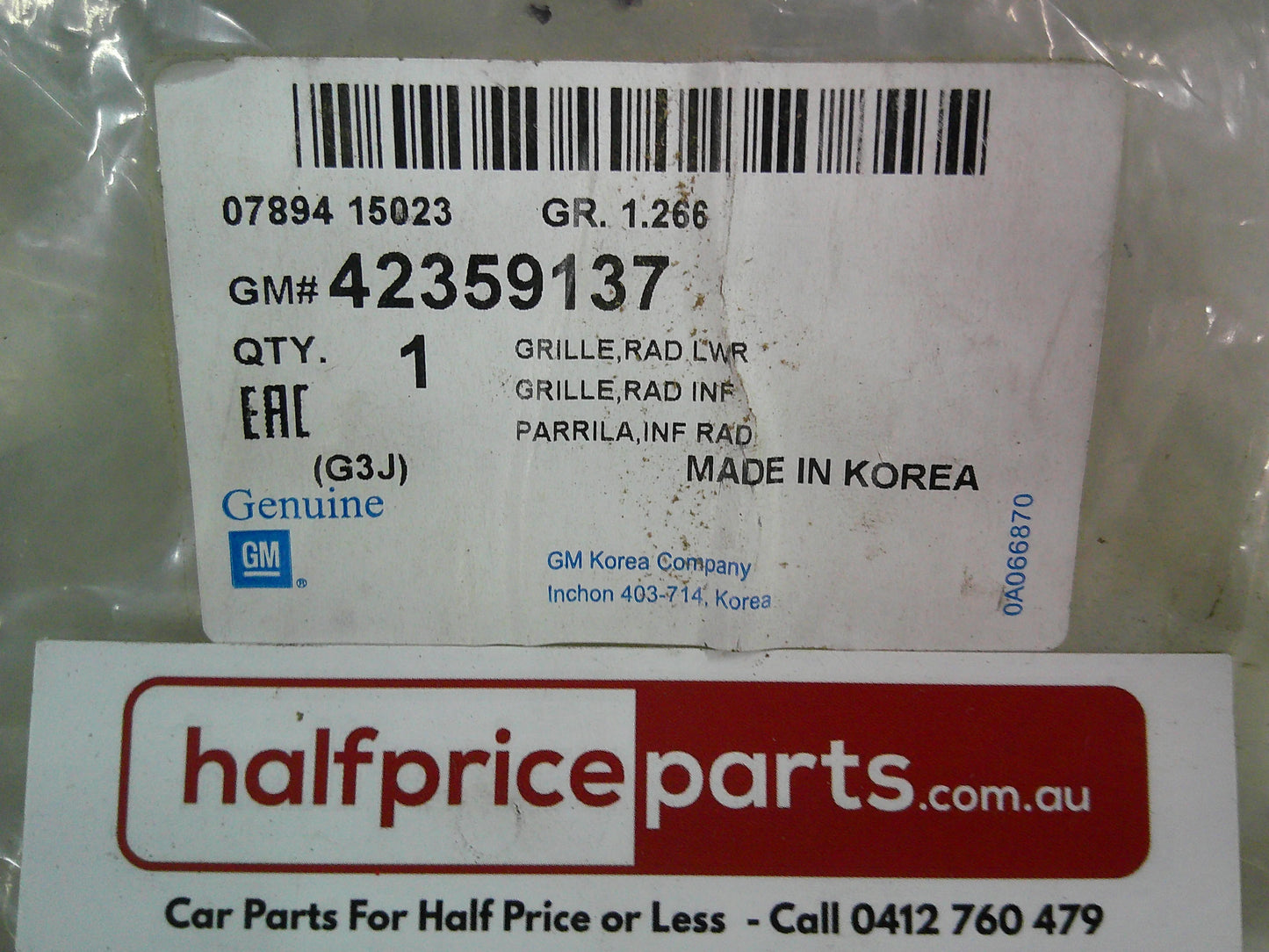 Holden JG/JH Cruze Genuine Front Lower Bumper Grille Insert New Part