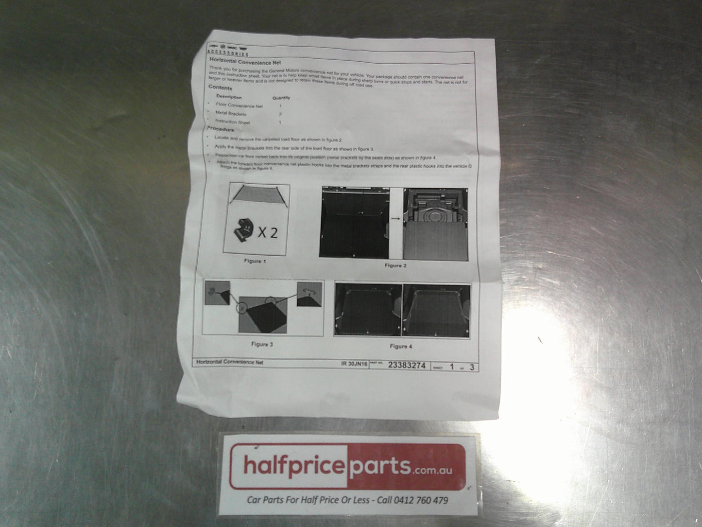 Holden Equinox Genuine Rear Floor Mounted Cargo Net New Part