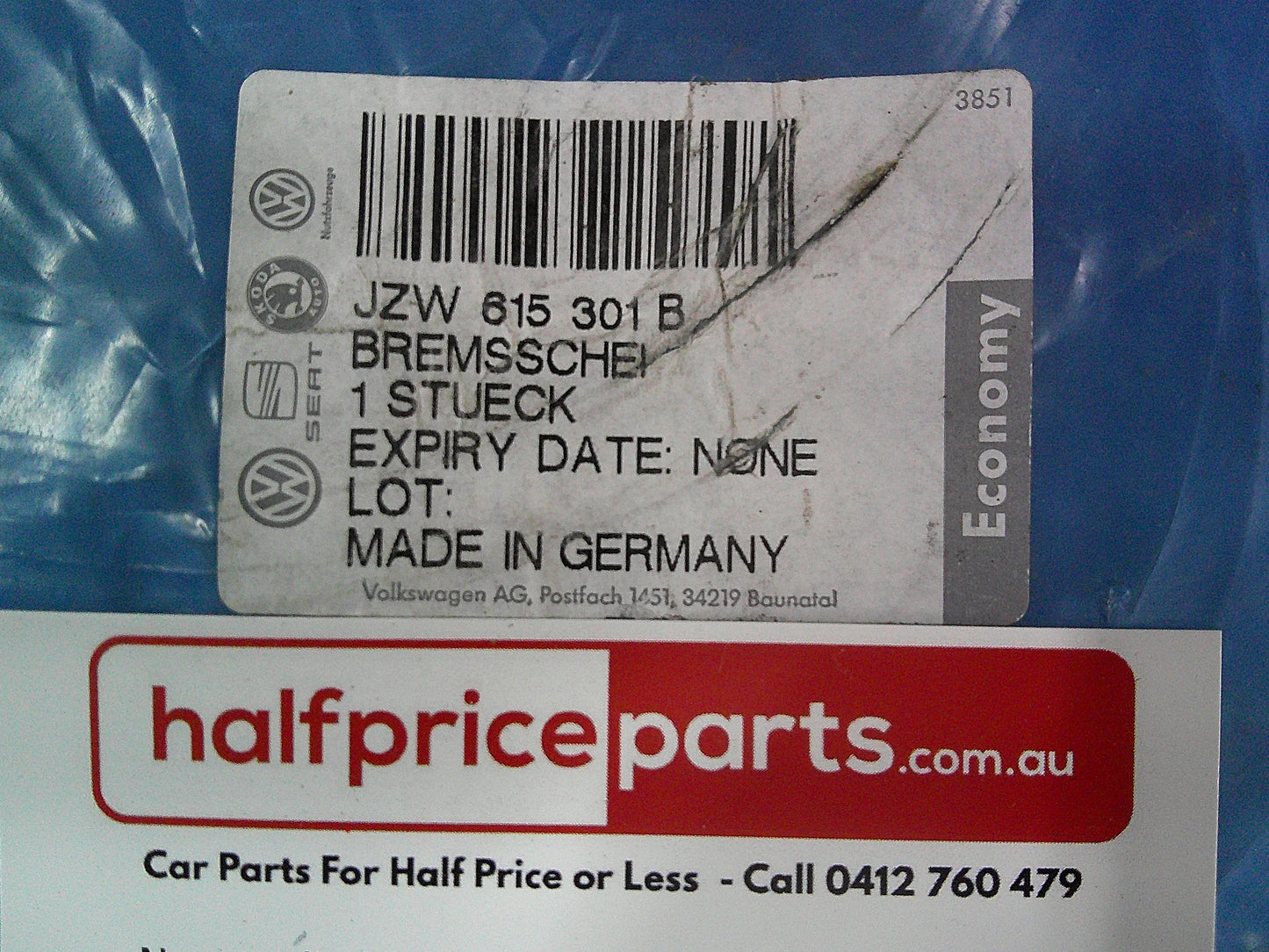 VW Passat/Skoda Superb Genuine Front Disc Brake Rotors Standard (Sold As Pair Only) New Part