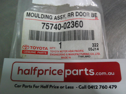 Toyota Corolla ZRE172 Sedan Genuine Left Hand Rear Door Weather Strip New Part
