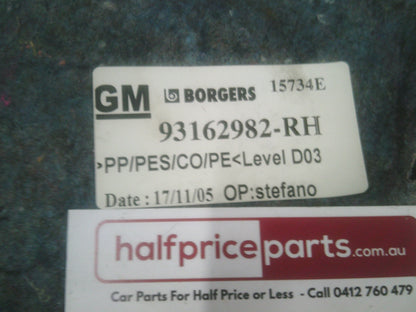 Holden Tigra XC Series Genuine Rear Boot Carpets Set Of 3 New Part