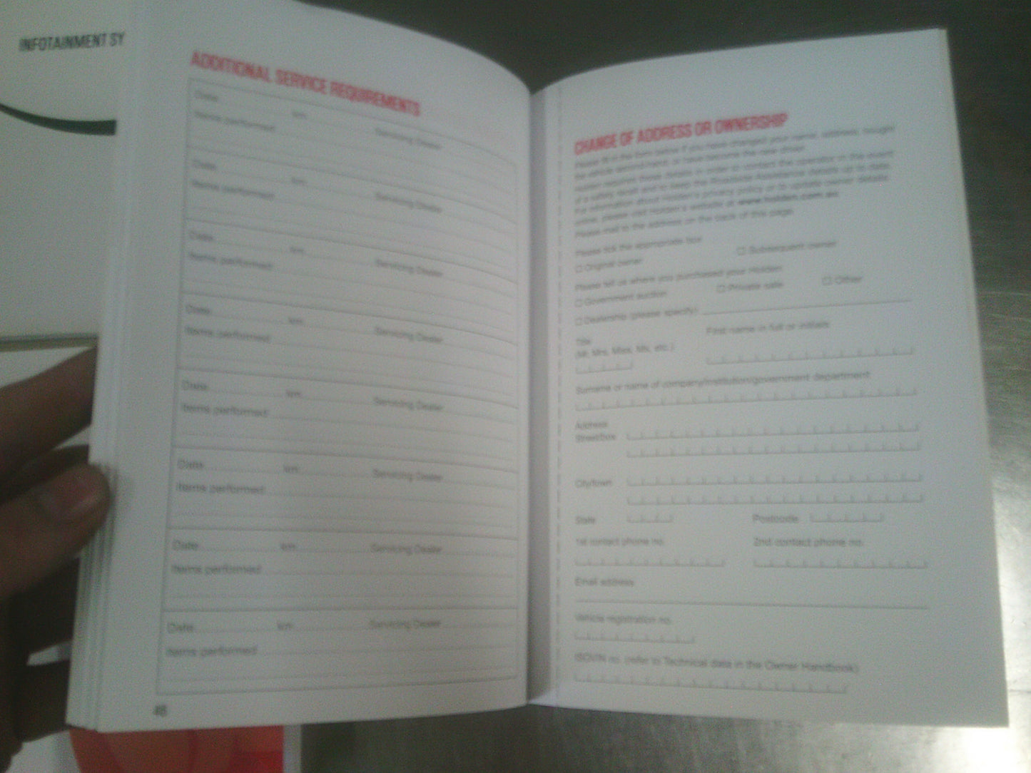 Holden JH Cruze Genuine Owners Handbook/Service Booklet/Infotainment Booklet New Part