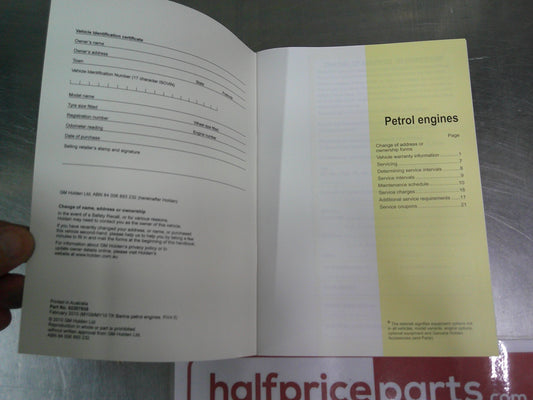 Holden TK Barina Genuine Service And Warranty Booklet New Part