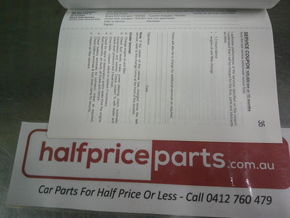 Holden TK Barina Genuine Service And Warranty Booklet New Part