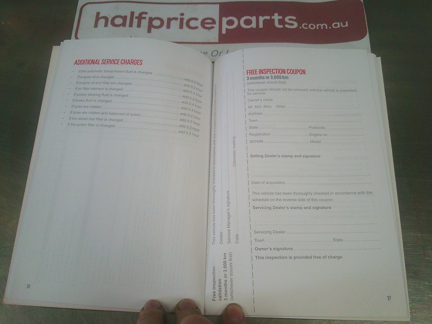 Holden JH Cruze Genuine Service/Warranty Booklet New Part