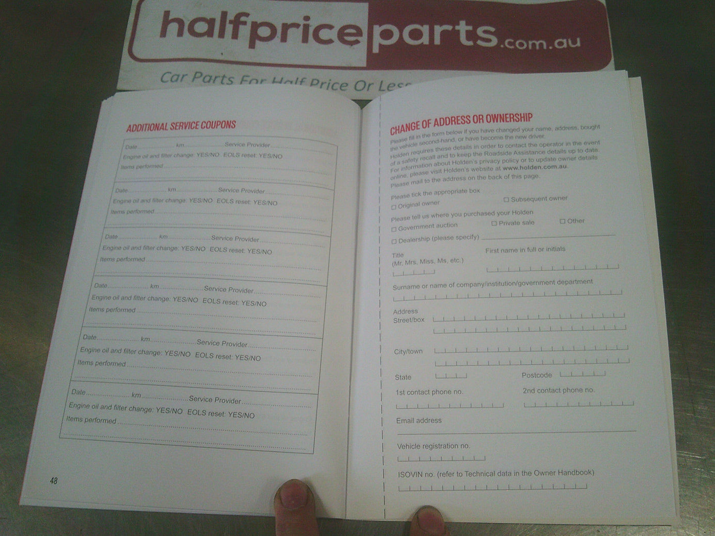 Holden JH Cruze Genuine Service/Warranty Booklet New Part