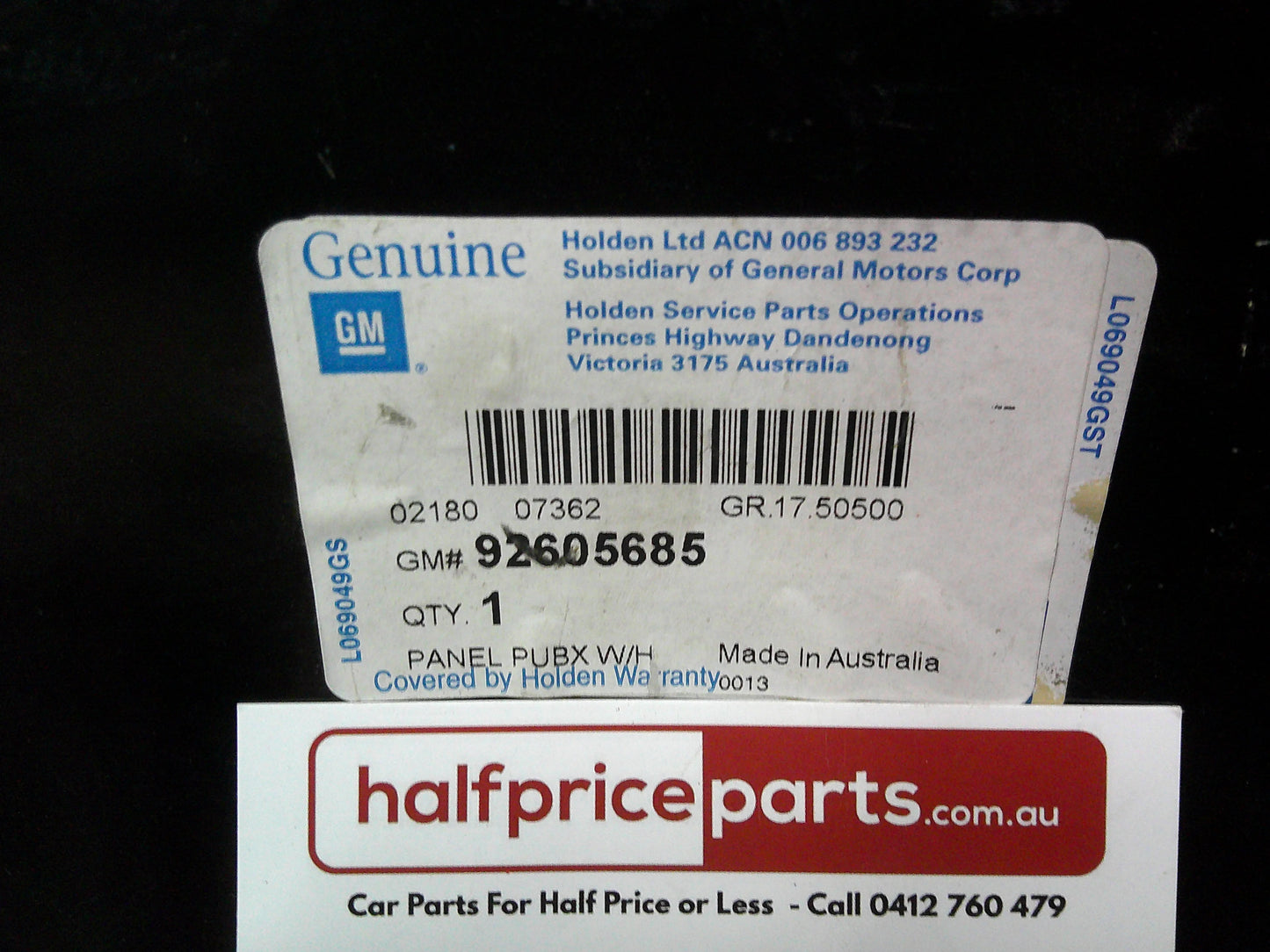 Holden VY Commodore/VY Calais/VY Monaro Genuine Spare Wheel Panel (In The Boot) New Part