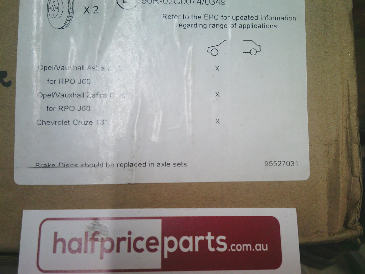 Holden AH Astra / JG Cruze Genuine Front Disc Rotors (Pair) New Part