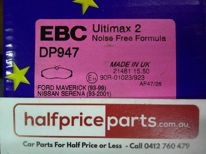 EBC Ultimax Front Brake Pad Set Suits Nissan Terrano New Part.
