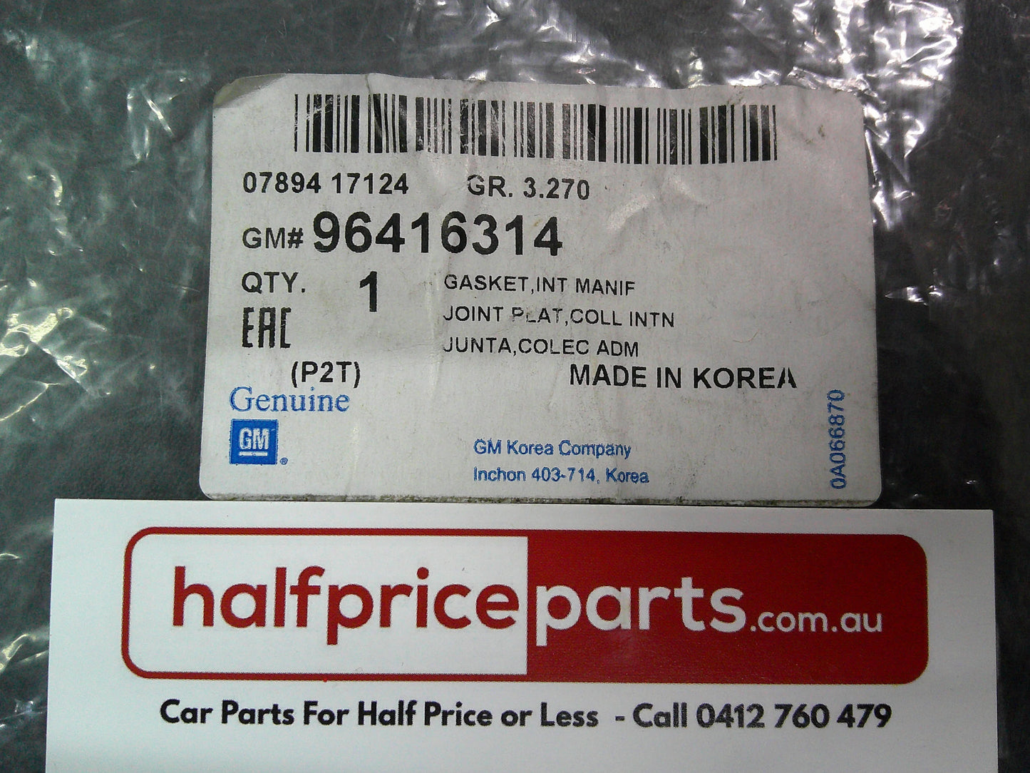 Holden MJ Barina Spark Genuine Intake Manifold Gasket New Part