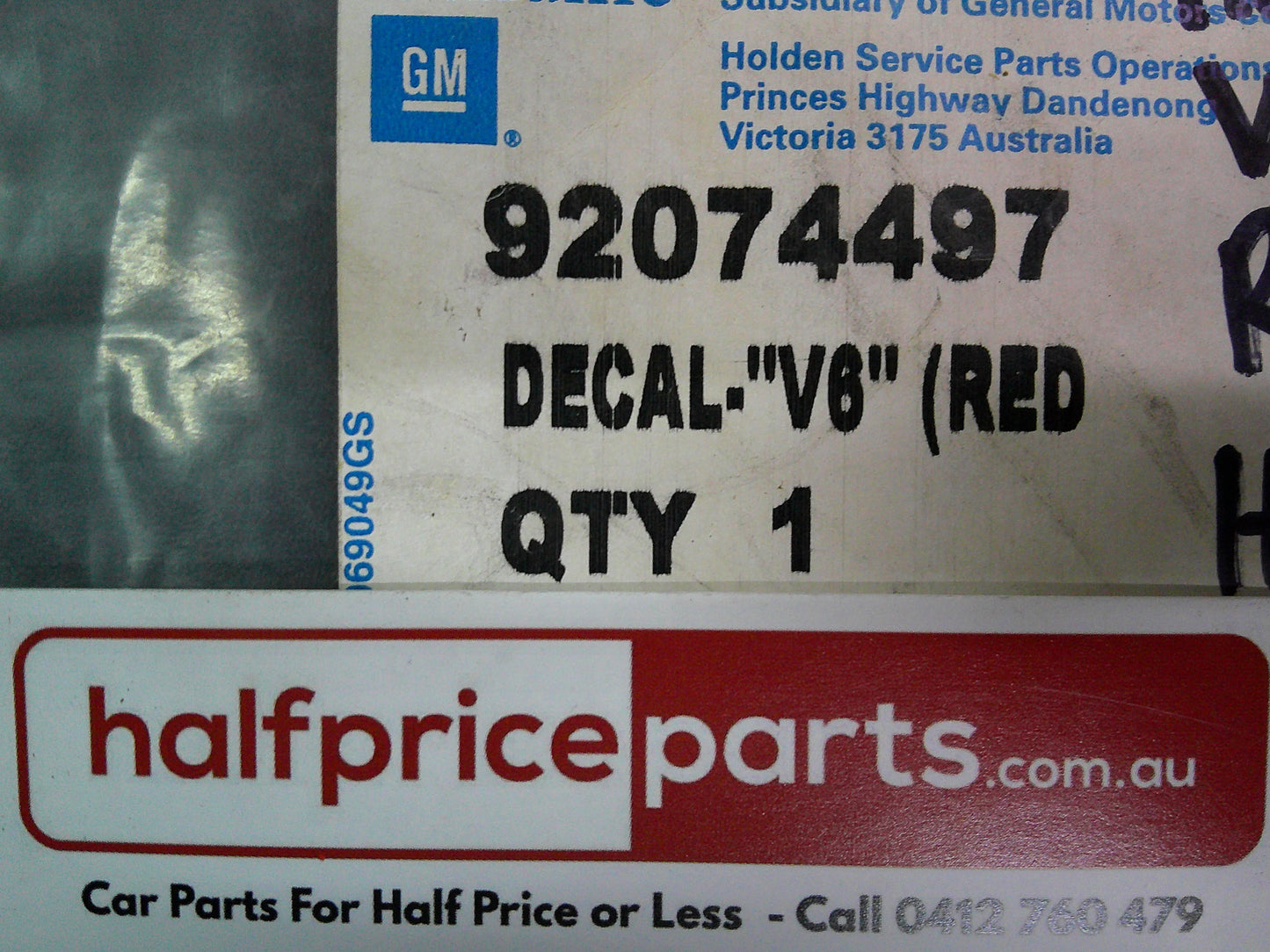 Holden Jackaroo Genuine V6 Decal Red/Silver New Part