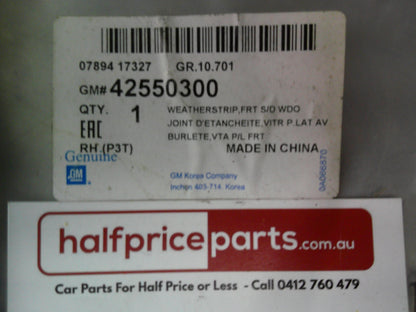 Holden TM Barina Genuine Right Hand Front Upper Door Window Channel Rubber New Part