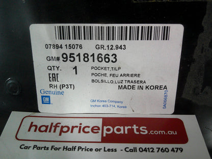 Holden TM Barina Genuine Right Hand Rear Tail Light Panel New Part.