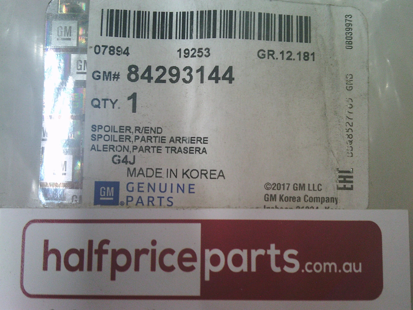 Holden Astra BK/BL Sedan Genuine Rear Boot Spoiler (Factory Primer) New Part