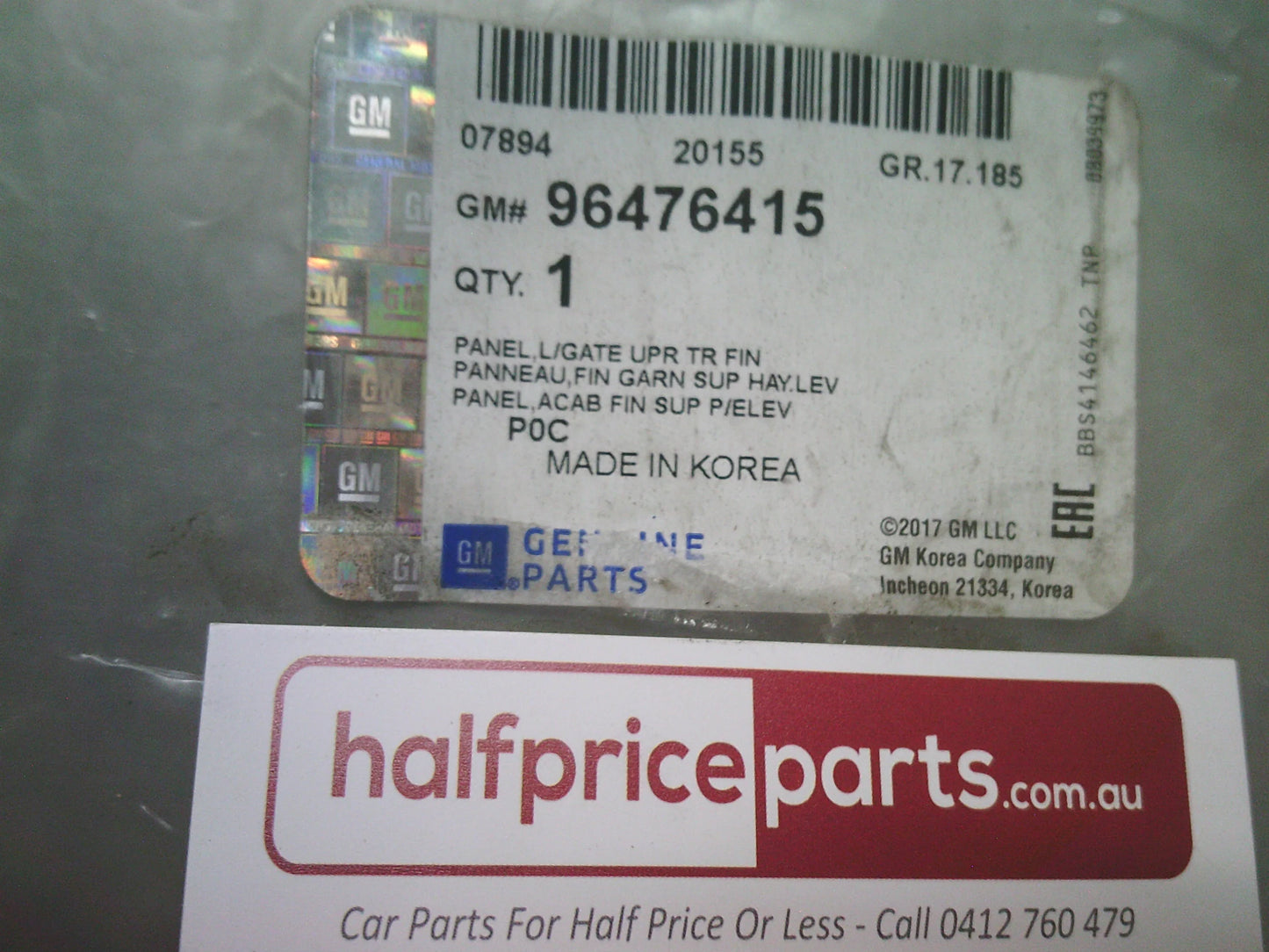 Holden CG Captiva Genuine Upper Tail Gate Trim Panel New Part