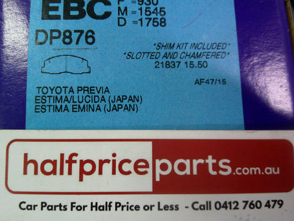 EBC Ultimax Front Brake Pad Set Suits Toyota Tarago/Liteace New Part