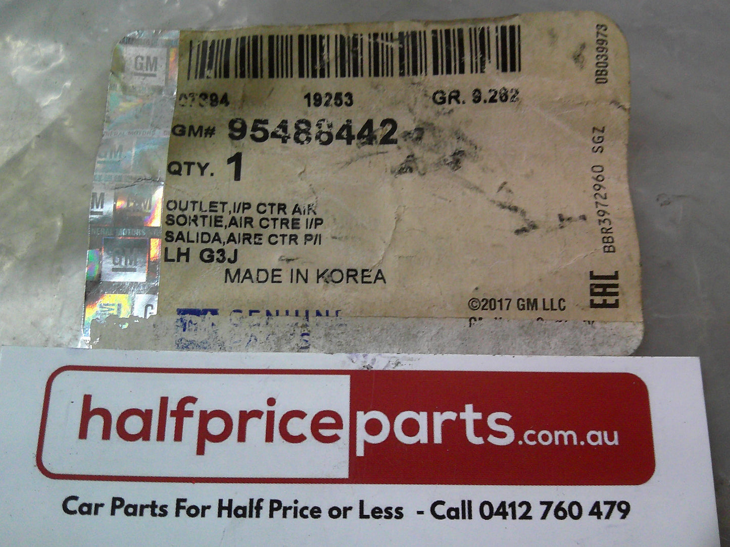 Holden JH Cruze Sedan/Hatch Genuine Left Hand Centre Air Vent Outlet New Part