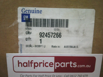 Holden VF Commodore Genuine Boot Lid Decal - New Parts