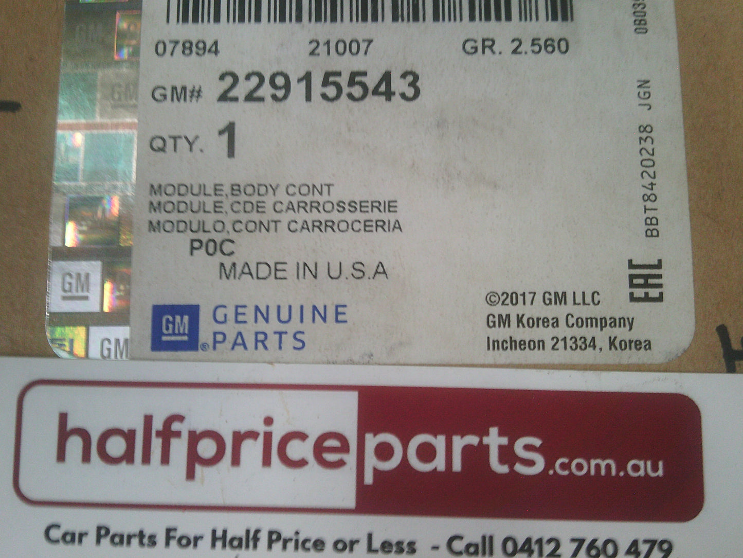 Holden CG Captiva Body  Control Module New Part