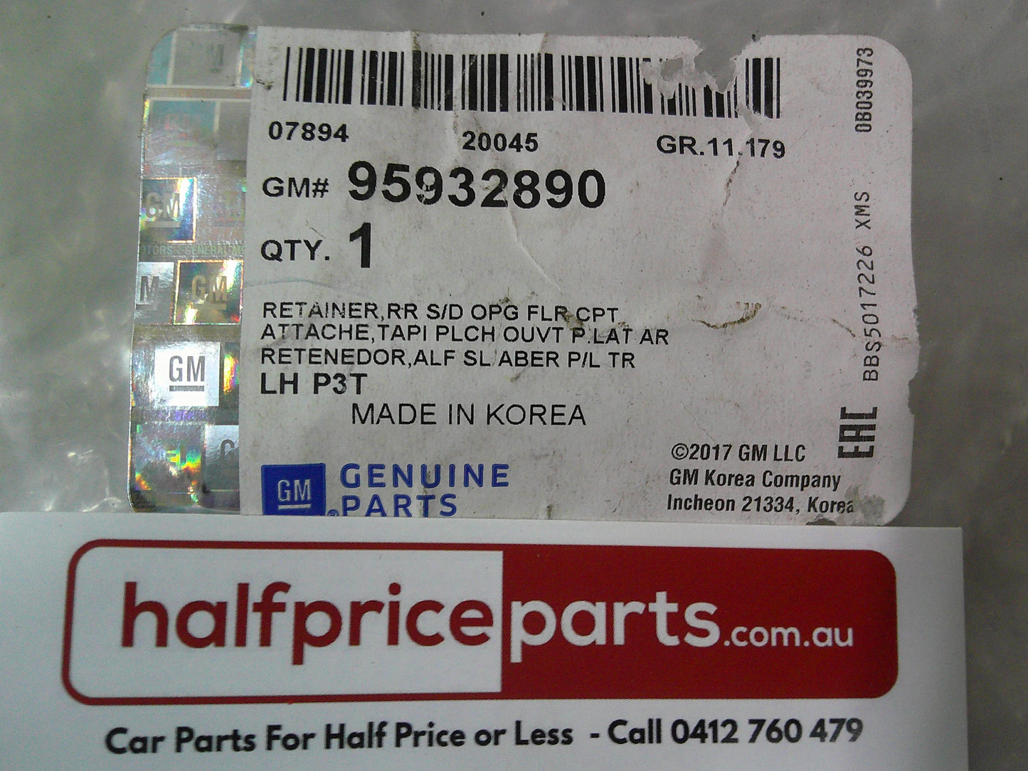 Holden TM Barina Genuine Left Hand Rear Interior Sill Plate Trim New Part