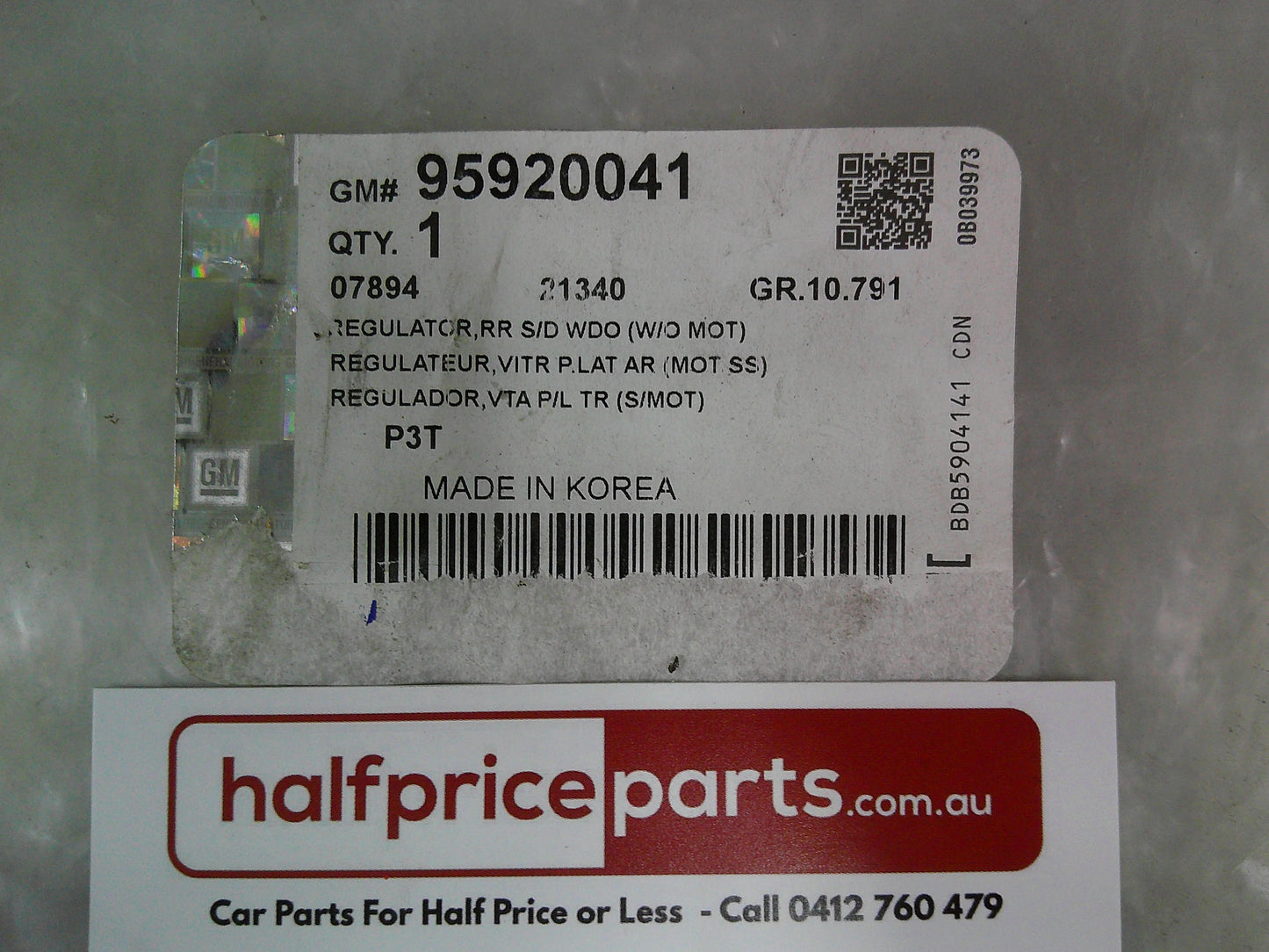 Holden TS Astra Genuine Right Hand Rear Power Window Regulator (NO MOTOR) New Part