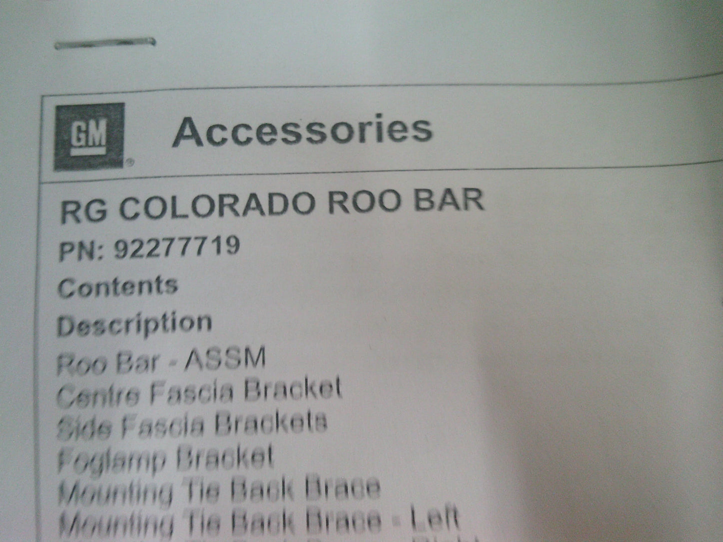 Holden RG Colorado Genuine Right Hand Roo Bar Fog Lamp Bracket Bezel Kit New Part