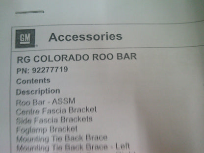 Holden RG Colorado Genuine Right Hand Roo Bar Fog Lamp Bracket Bezel Kit New Part