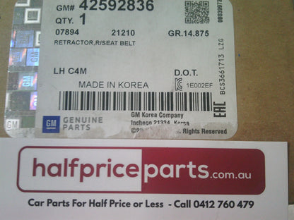 Holden Barina Spark Genuine Left Hand Rear Seat Belt Assembly (Passenger Rear)  New Part