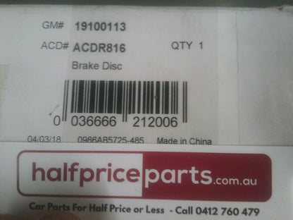 Holden AH Astra Genuine Rear Disc Brake Rotor (Single) New Part .
